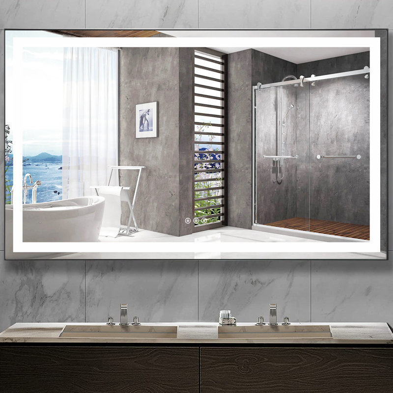 FB Eleen Rectangular Frame Modern High Lumen Vintage LED Light AntiFog Bathroom Mirror